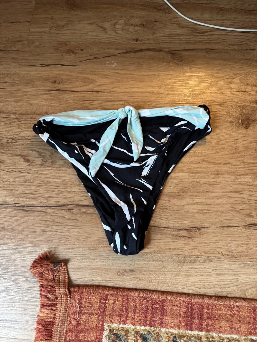 Black & Mint Printed Women’s Swim Bikini Bottom